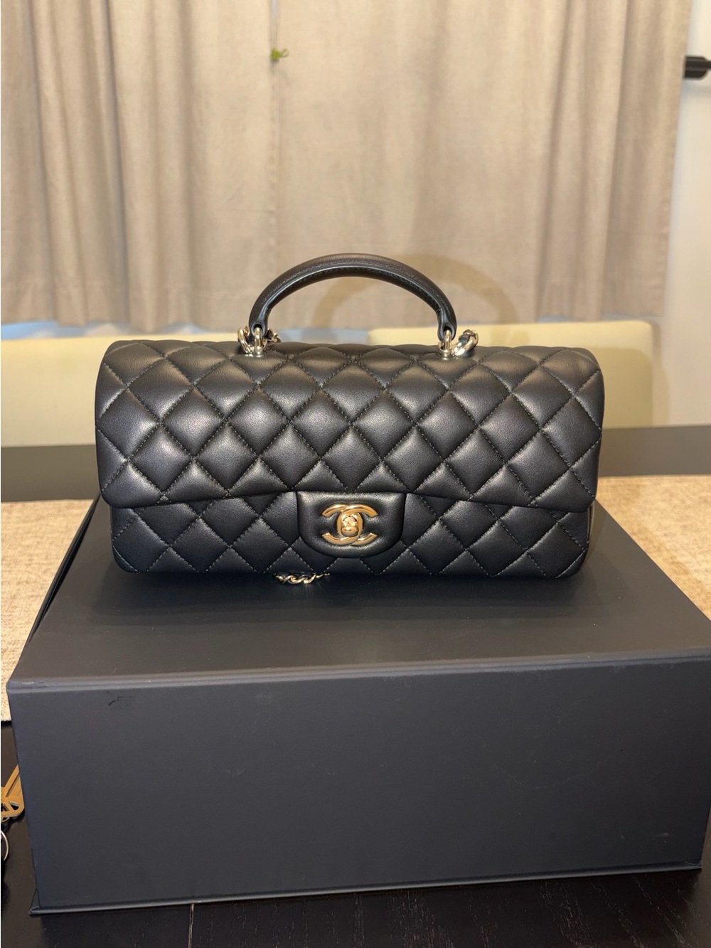 CHANEL Black Top Handle East West Bag — Authentic, Brand New